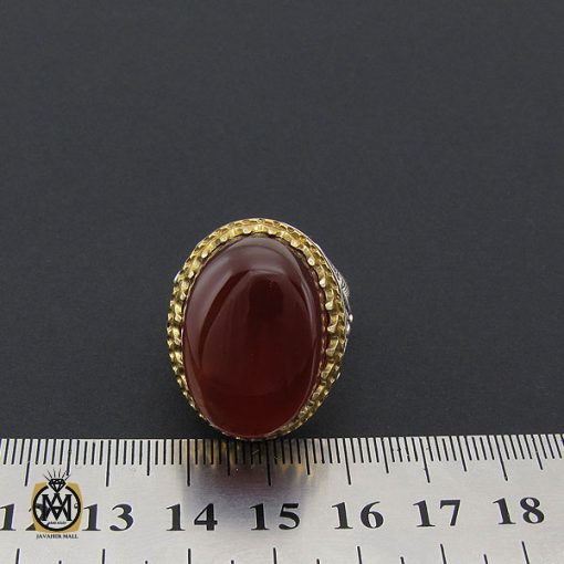 انگشتر عقیق یمن مردانه خوشرنگ درشت - کد 8753 - تصویر 4