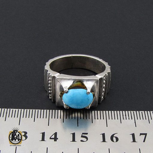 انگشتر فیروزه نیشابوری مردانه هنر دست استاد شرفیان - کد 8764 - تصویر 4