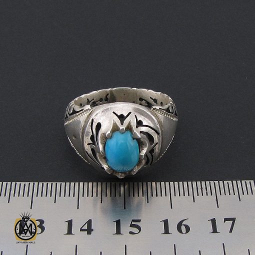 انگشتر فیروزه نیشابوری مردانه خوش طبع مردانه هنر دست استاد احمدی - کد 8765 - تصویر 4