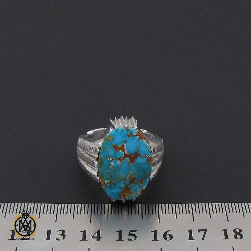 انگشتر فیروزه نیشابوری درشت مردانه هنر دست استاد شرفیان - کد 8768 - تصویر 5