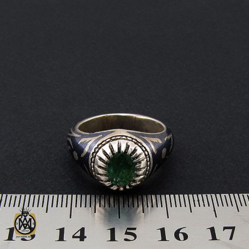 انگشتر زمرد زامبیا مردانه هنر دست استاد عزیز  - کد 8770 - تصویر 4