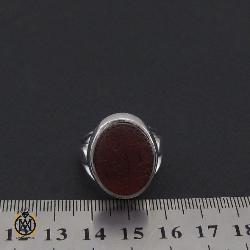 4 انگشتر عقیق یمن مردانه با حکاکی ومن یتق الله استاد رائف – کد 8782 - تصویر 4