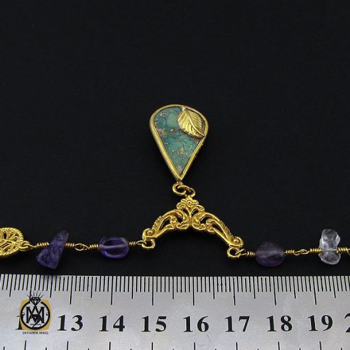 سینه ریز فیروزه نیشابور و آمتیست طرح آروشا - کد 7122 - تصویر 5