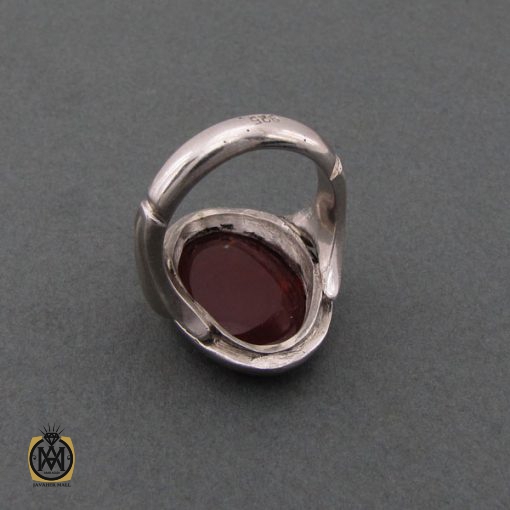 انگشتر عقیق یمن مردانه با حکاکی حسین منی وانا من حسین استاد احمد - کد 8589 - تصویر 4