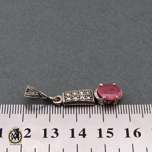 مدال یاقوت سرخ و مارکازیت زنانه طرح تبسم - کد 3137 - تصویر 4