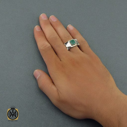 انگشتر زمرد زامبیا مردانه مرغوب - کد 8584 - تصویر 5