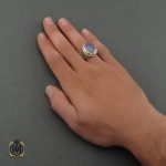 5 انگشتر عقیق یمن کبود مردانه - کد 8688 - تصویر 5