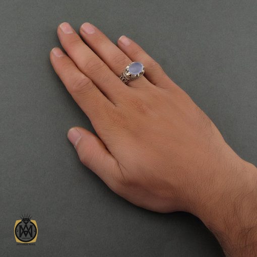 انگشتر عقیق یمن کبود صفوی مردانه - کد 8690 - تصویر 5