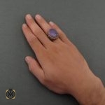 5 انگشتر عقیق یمن کبود مردانه - کد 8691 - تصویر 5