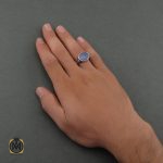 5 انگشتر عقیق یمن کبود طرح صفوی مردانه - کد 8692 - تصویر 4
