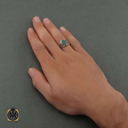 انگشتر زمرد مردانه اصل و معدنی - کد 8694 - تصویر 5