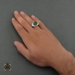 5 انگشتر زمرد طرح صفوی مردانه - کد 8695 - تصویر 5