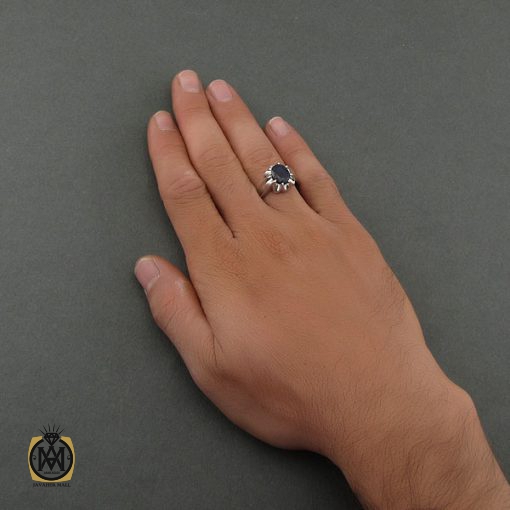 انگشتر یاقوت کبود مردانه - کد 8699 - تصویر 5