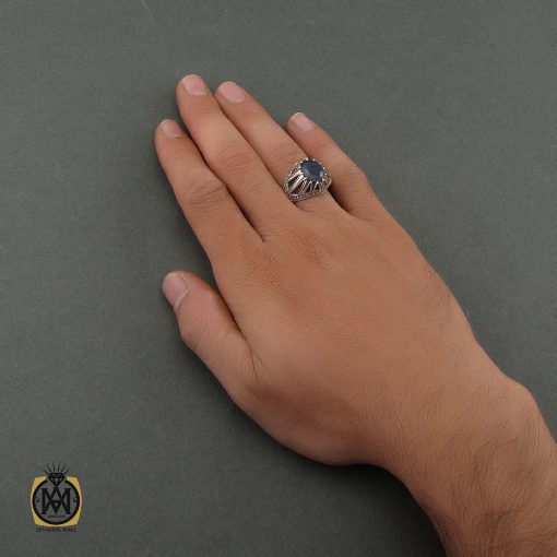 انگشتر یاقوت کبود آفریقایی مردانه - کد 8700 - تصویر 5