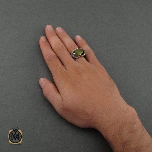 انگشتر زبرجد و مارکازیت مردانه اصل و معدنی - کد 8705 - تصویر 5