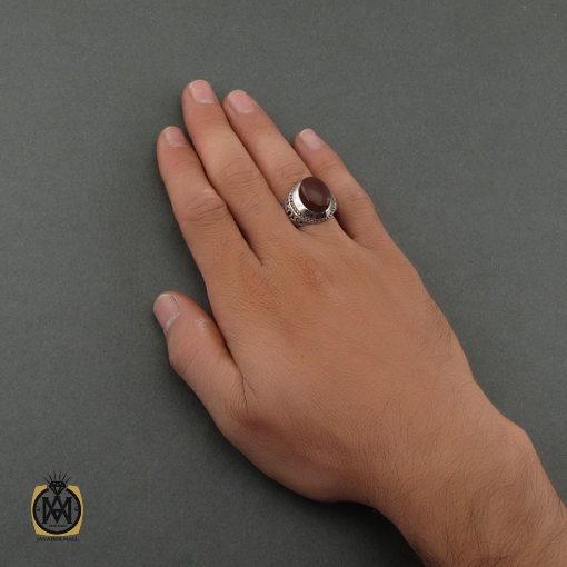 انگشتر عقیق یمن مردانه دست ساز - کد 8711 - تصویر 5
