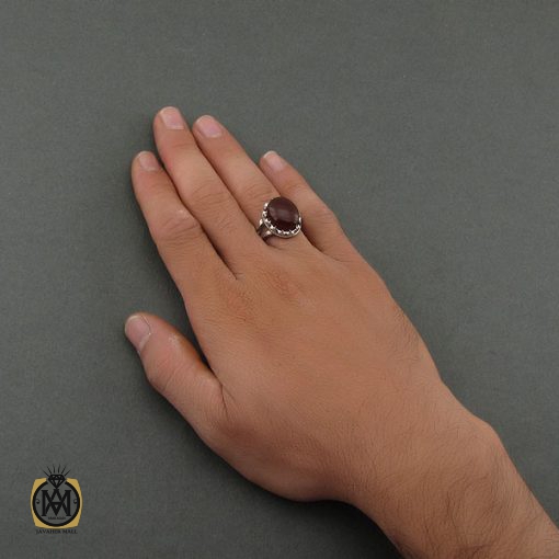 انگشتر عقیق یمن مردانه خوش رنگ و دست ساز - کد 8712 - تصویر 5