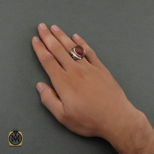 انگشتر عقیق یمن مردانه درشت  - کد 8713 - تصویر 5
