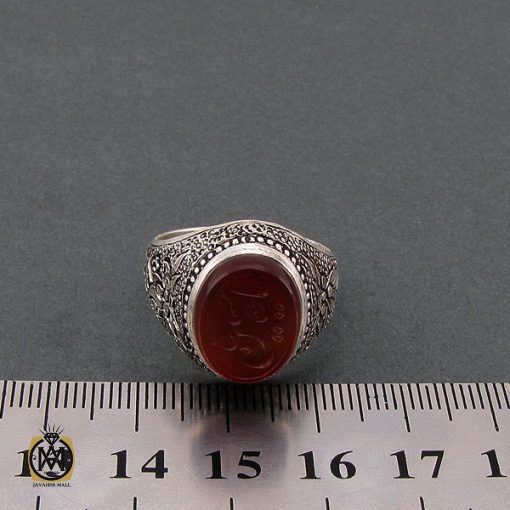 انگشتر عقیق یمن مردانه با حکاکی یا حسین (ع) استاد حیدر - کد 8596 - تصویر 5