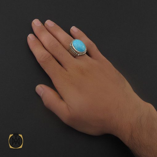 انگشتر فیروزه دامغان مردانه درشت - کد 8715 - تصویر 5