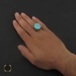 انگشتر فیروزه نیشابوری مردانه درشت - کد 8716 - تصویر 5