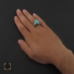 5 انگشتر فیروزه نیشابوری درشت و خوش طبع مردانه - کد 8717 - تصویر 5