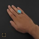5 انگشتر فیروزه نیشابوری مردانه درشت و با کیفیت - کد 8719 - تصویر 5