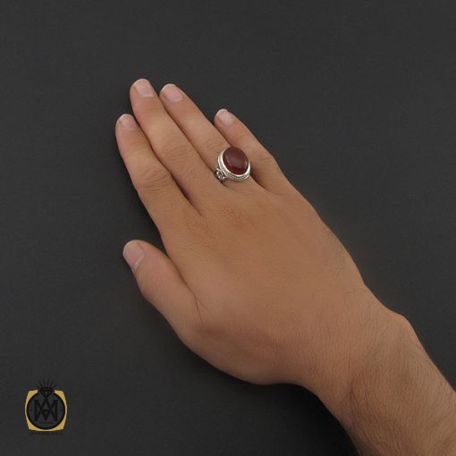 انگشتر عقیق یمن مردانه خوش رنگ - کد 8727 - تصویر 5