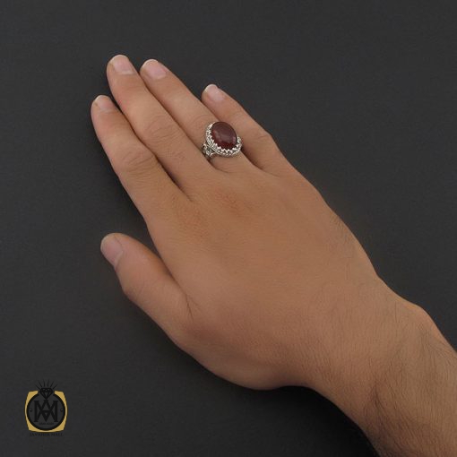 انگشتر عقیق یمن مردانه خوش رنگ - کد 8728 - تصویر 5