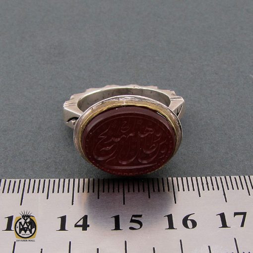 انگشتر عقیق یمن مردانه با حکاکی مهدی طاووس اهل الجنه استاد احمد - کد 8598 - تصویر 5