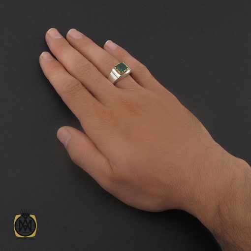 5 انگشتر زمرد زامبیا مرغوب مردانه هنر دست استاد باقرزاده - کد 8732 - تصویر 5