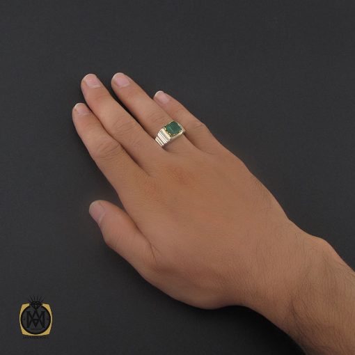 انگشتر زمرد زامبیا مرغوب مردانه هنر دست استاد باقرزاده - کد 8735 - تصویر 5