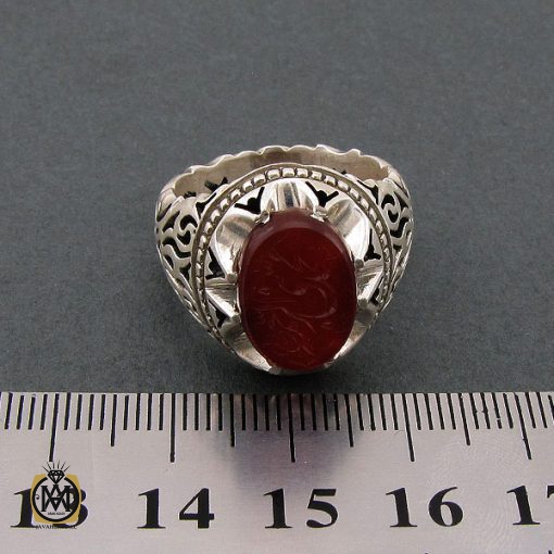 انگشتر عقیق یمن مردانه با حکاکی محمد نبی الرحمه استاد حیدر - کد 8599 - تصویر 5