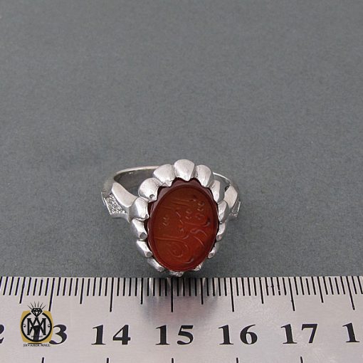 انگشتر عقیق یمن مردانه با حکاکی یا قادر المتعال استاد حیدر - کد 8600 - تصویر 5