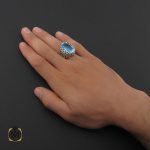 5 انگشتر توپاز آبی درشت مردانه خوش رنگ - کد 8736 - تصویر 5