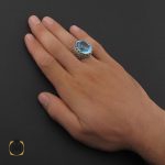 5 انگشتر توپاز آبی مردانه هنر دست استاد مغان - کد 8740 - تصویر 6