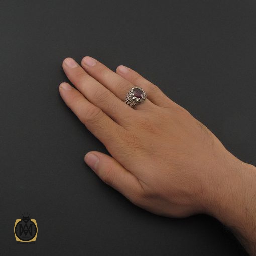 5 انگشتر یاقوت سرخ خوش رنگ مردانه - کد 8743 - تصویر 5