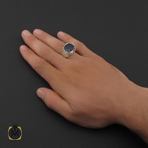 انگشتر یاقوت کبود آفریقایی مردانه طرح صفوی دست ساز - کد 8748 - تصویر 5