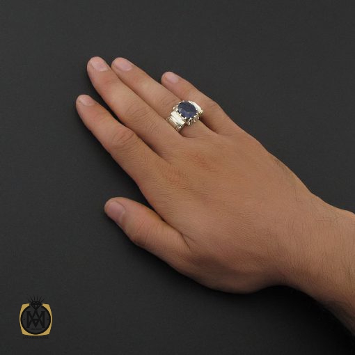 انگشتر یاقوت کبود آفریقایی مردانه هنر دست استاد باقرزاده - کد 8749 - تصویر 5