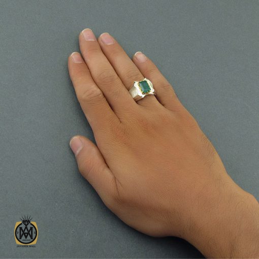 5 انگشتر زمرد زامبیا مردانه لوکس و معدنی - کد 8585 - تصویر 5