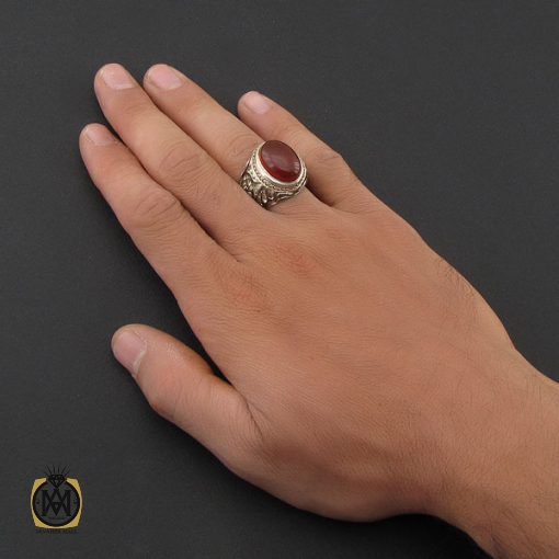 انگشتر مردانه عقیق یمن اصل نقره - کد 8756 - تصویر 5