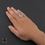 5 انگشتر عقیق یمن کبود مردانه دست ساز - کد 8761 - تصویر 6