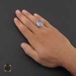5 انگشتر عقیق یمن کبود مردانه دست ساز - کد 8762 - تصویر 5