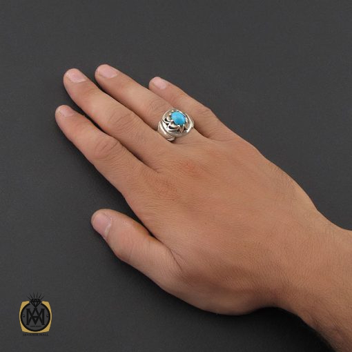 انگشتر فیروزه نیشابوری مردانه خوش طبع مردانه هنر دست استاد احمدی - کد 8765 - تصویر 5