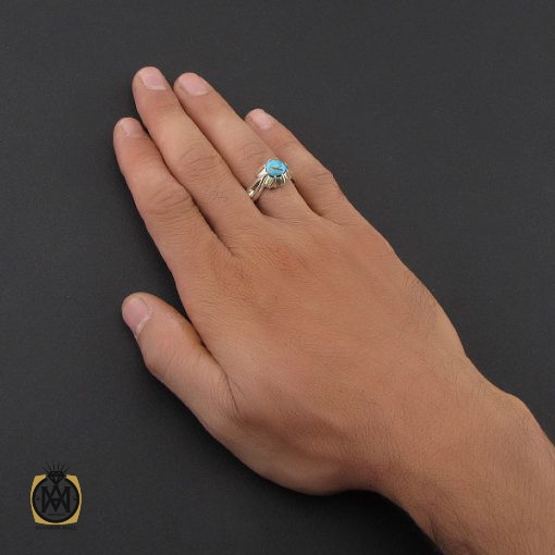 5 انگشتر فیروزه نیشابوری مردانه هنر دست استاد شرفیان - کد 8767 - تصویر 6