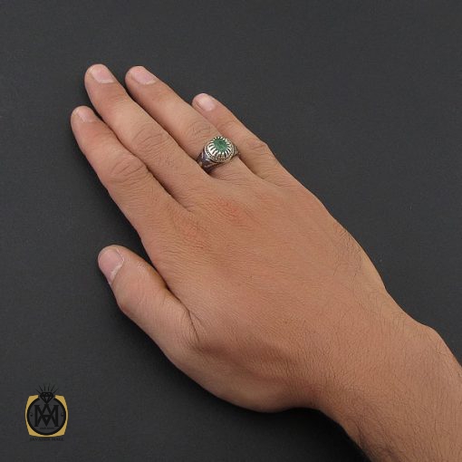 انگشتر زمرد زامبیا مردانه هنر دست استاد عزیز  - کد 8770 - تصویر 5
