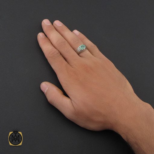 5 انگشتر زمرد کلمبیا مردانه رکاب دست ساز  - کد 8771 - تصویر 5
