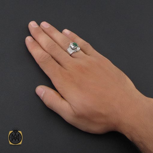 انگشتر زمرد زامبیا مردانه خوش رنگ - کد 8772 - تصویر 5