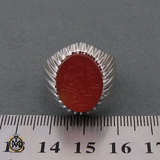 انگشتر عقیق یمن مردانه با حکاکی ان الحسین مصباح الهدی استاد حیدر - کد 8604 - تصویر 5