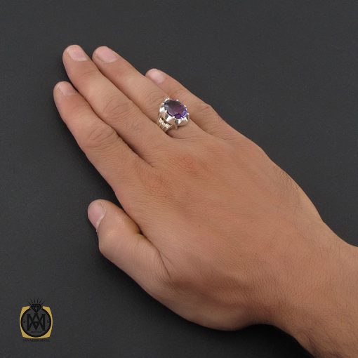 انگشتر آمتیست مردانه دست ساز - کد 8775 - تصویر 5